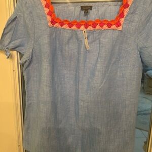 Blue Top with Pink Accents